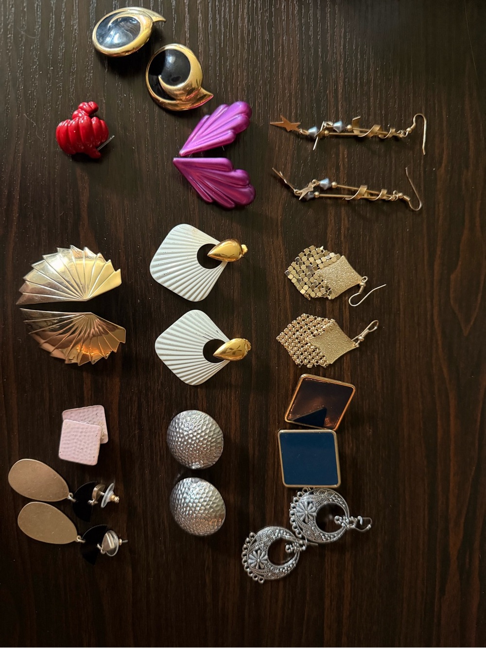 Assorted Women’s Gold and Pink Statement Earrings - Unbranded